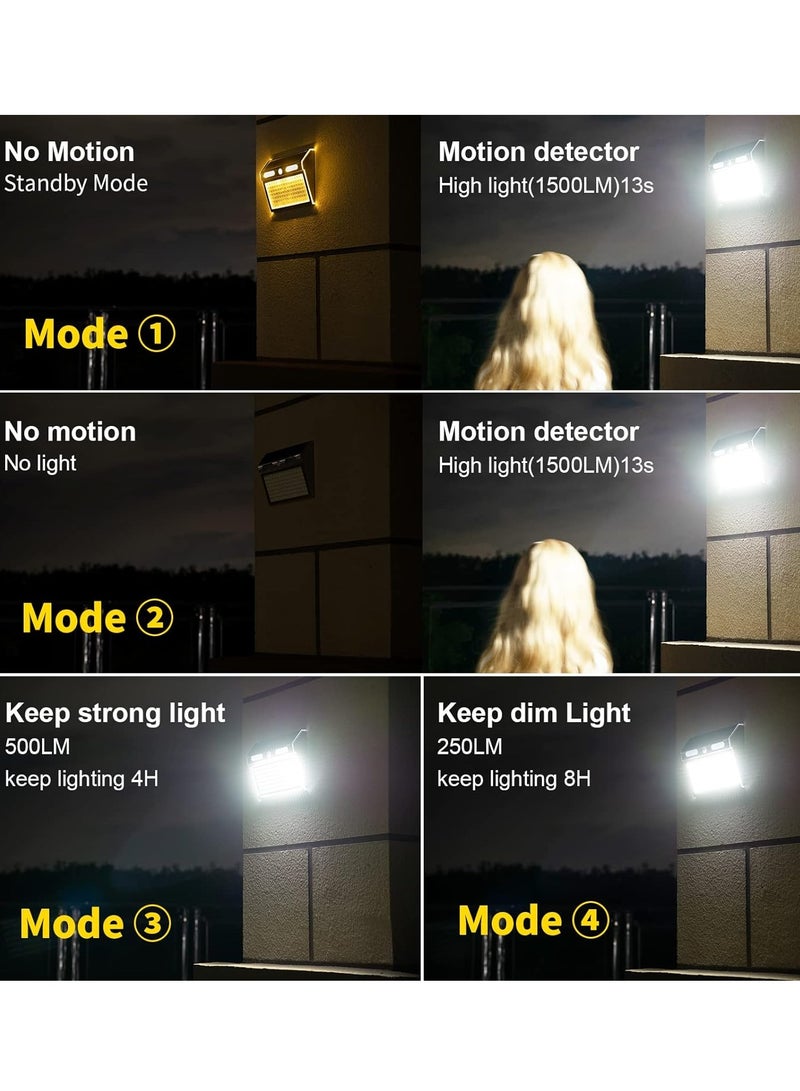 2 Packs Outdoor Solar Light, 4 Modes Stainless Steel Motion Sensor Light with 112 LED, IP65 Waterproof Light, Outdoor Lighting for Backyard, Garage, Deck - Image 5