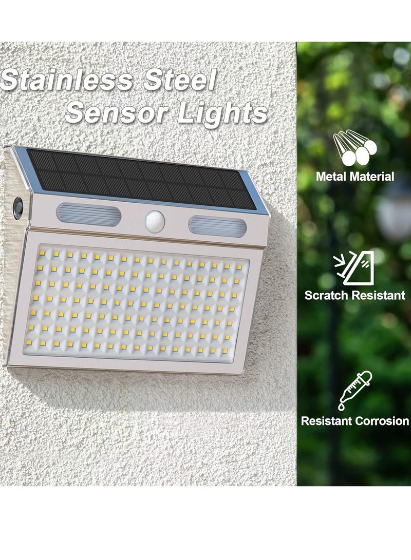 2 Packs Outdoor Solar Light, 4 Modes Stainless Steel Motion Sensor Light with 112 LED, IP65 Waterproof Light, Outdoor Lighting for Backyard, Garage, Deck - Image 3
