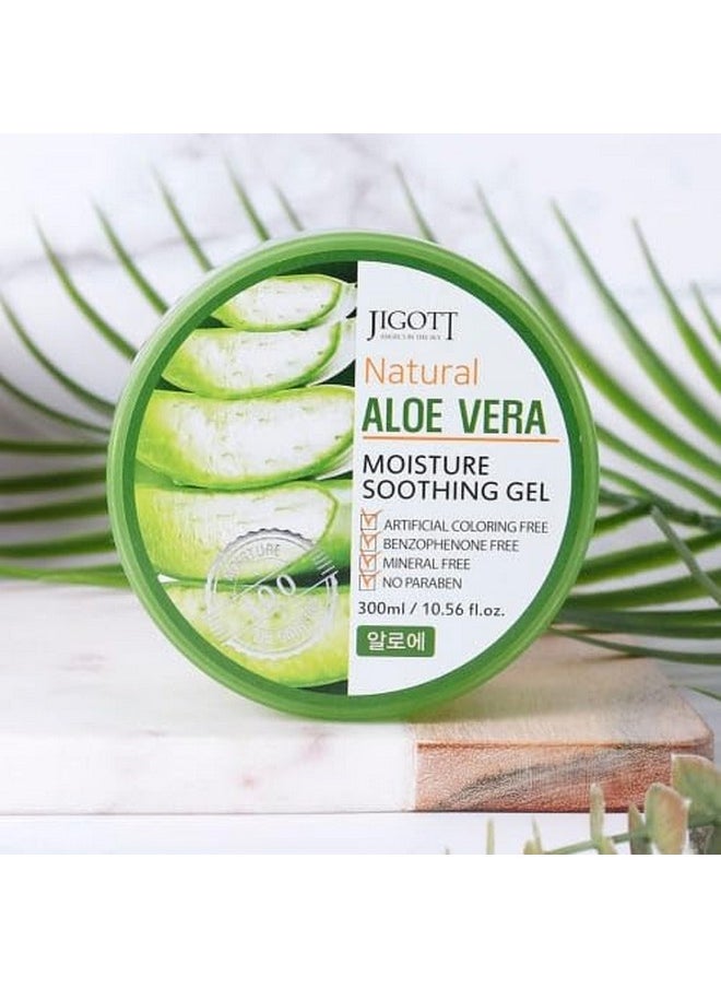 jigott - Natural Moisture Soothing Gel 300Ml/10.56 Fl.Oz Artificial Coloring Fee Benzophenone Free Mineral Free No Paraben (Aloe Vera) - Image 1