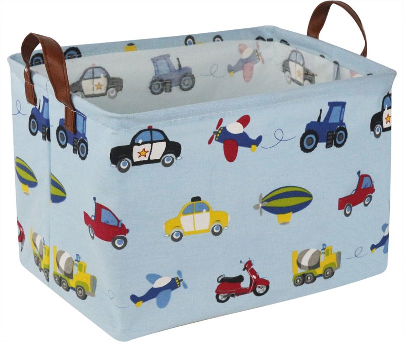 HKEC Rectangle Storage BasketKids Toys Storage Bins with Handles Collapsible Books BoxGift BasketsCar