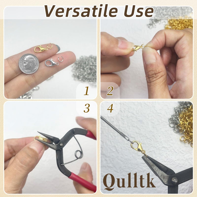 Qulltk 700Pcs Lobster Claw Clasps and Open Jump Rings Set,Lobster Clasps for Jewelry Making Bracelet Clasp and Closures for DIY Necklace Jewelry Anklet - Image 5