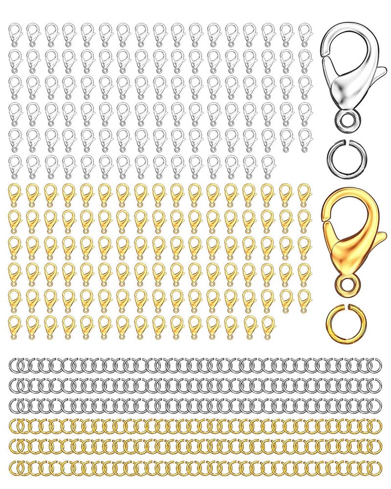 Qulltk 700Pcs Lobster Claw Clasps and Open Jump Rings Set,Lobster Clasps for Jewelry Making Bracelet Clasp and Closures for DIY Necklace Jewelry Anklet - Image 1
