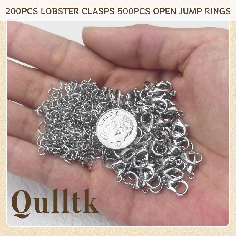 Qulltk 700Pcs Lobster Claw Clasps and Open Jump Rings Set,Lobster Clasps for Jewelry Making Bracelet Clasp and Closures for DIY Necklace Jewelry Anklet - Image 3
