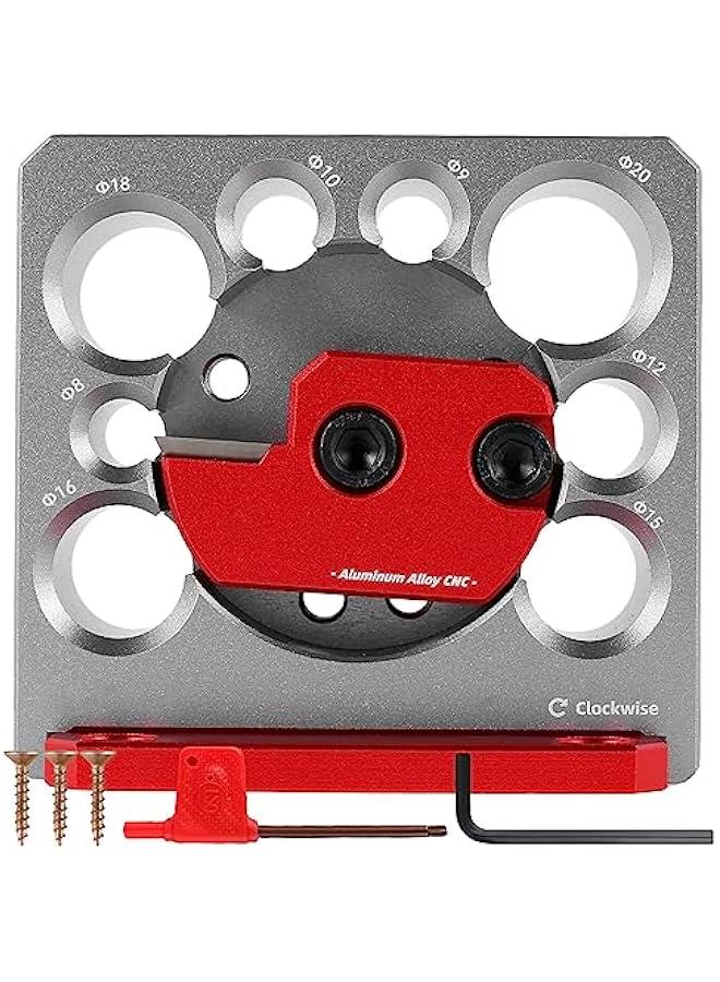 6 Pcs Dowel Maker Jig Kit, Carbide Inserts Dowel Maker with Carbide Blade, Dowel Cutter Plate, 8 Holes Metric 8-20mm Aluminum Alloy Electric Drill Milling Dowel Round Rod Auxiliary Tool (Silver Red)  - Image 1