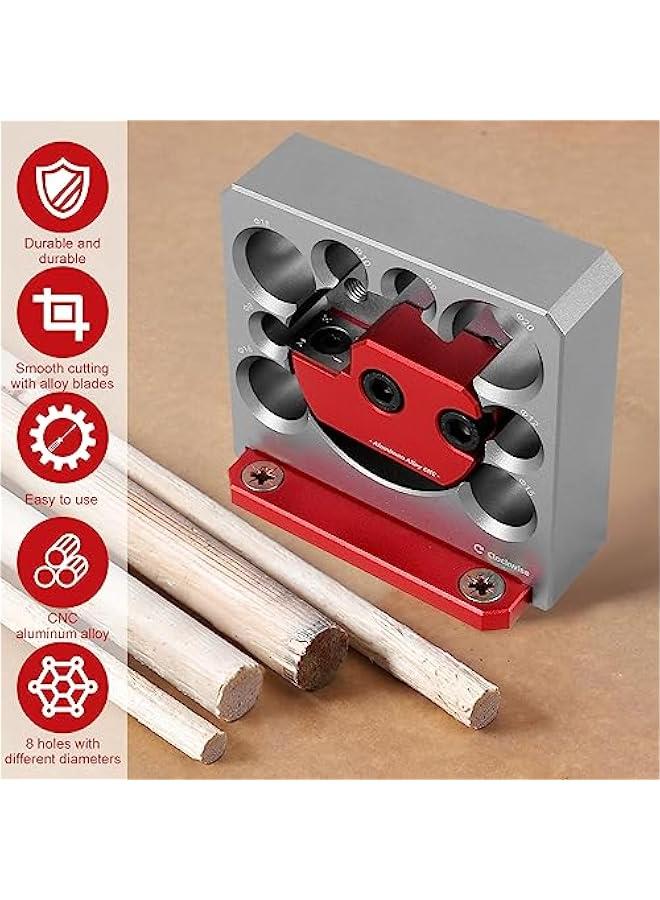 6 Pcs Dowel Maker Jig Kit, Carbide Inserts Dowel Maker with Carbide Blade, Dowel Cutter Plate, 8 Holes Metric 8-20mm Aluminum Alloy Electric Drill Milling Dowel Round Rod Auxiliary Tool (Silver Red)  - Image 2