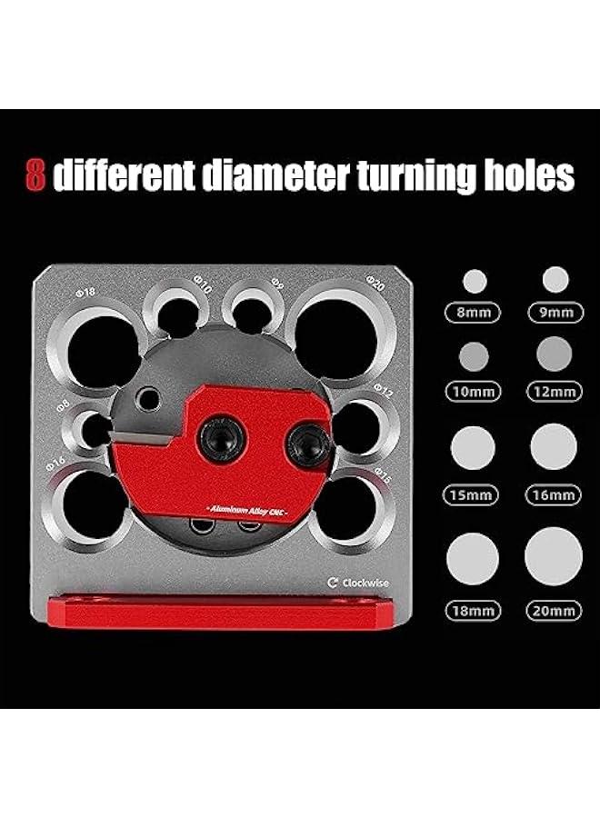 6 Pcs Dowel Maker Jig Kit, Carbide Inserts Dowel Maker with Carbide Blade, Dowel Cutter Plate, 8 Holes Metric 8-20mm Aluminum Alloy Electric Drill Milling Dowel Round Rod Auxiliary Tool (Silver Red)  - Image 3