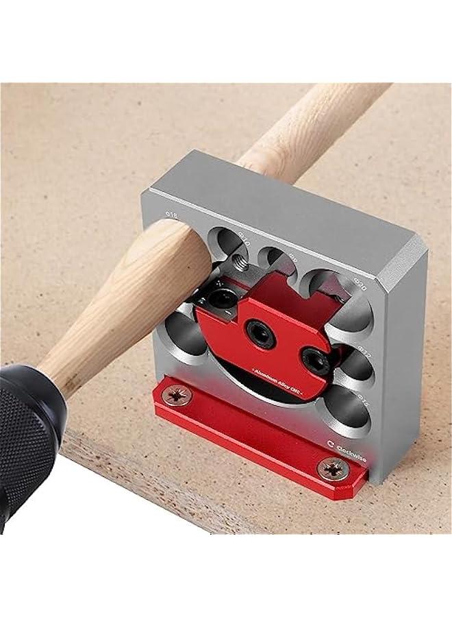 6 Pcs Dowel Maker Jig Kit, Carbide Inserts Dowel Maker with Carbide Blade, Dowel Cutter Plate, 8 Holes Metric 8-20mm Aluminum Alloy Electric Drill Milling Dowel Round Rod Auxiliary Tool (Silver Red)  - Image 5
