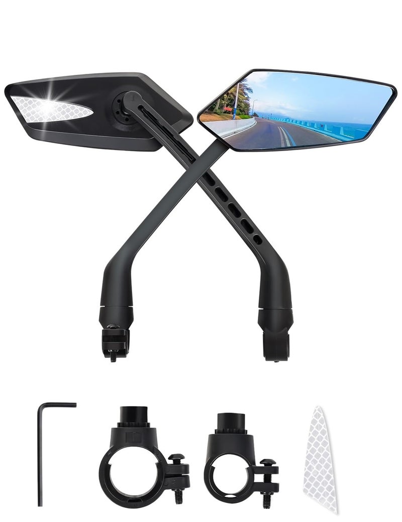 PAULTEMP 2 Pack Anti-Glare Convex Handlebar Bike Mirror with 2 Reflective Stickers, Wide Angle UHD Rearview Glass, Safe Universal Accessories for Bicycle Ebike Scooter Motorcycle Snowbike - Image 1