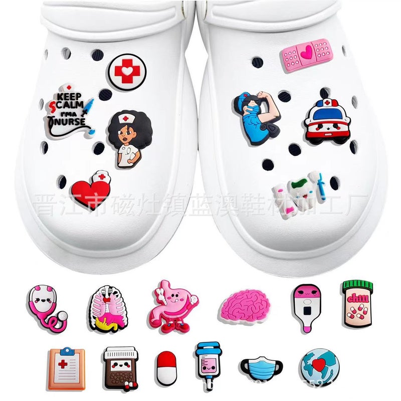 Popular Medical Care Series Spot Clogs Diy Shoe Buckles Shoe Flowers Pvc Soft Rubber Accessories Decorative Buckles - Image 2