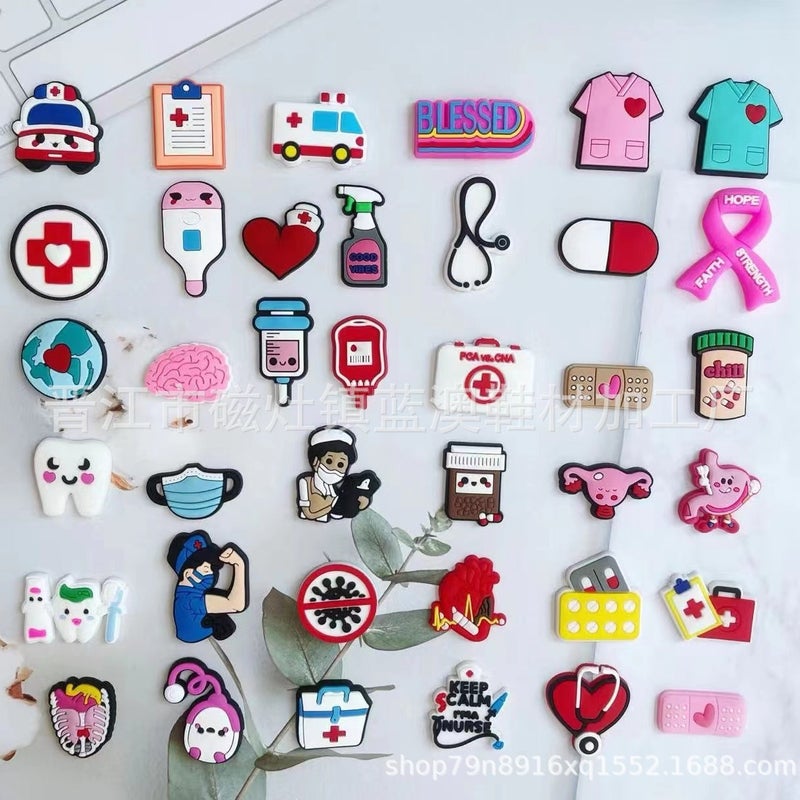 Popular Medical Care Series Spot Clogs Diy Shoe Buckles Shoe Flowers Pvc Soft Rubber Accessories Decorative Buckles - Image 3