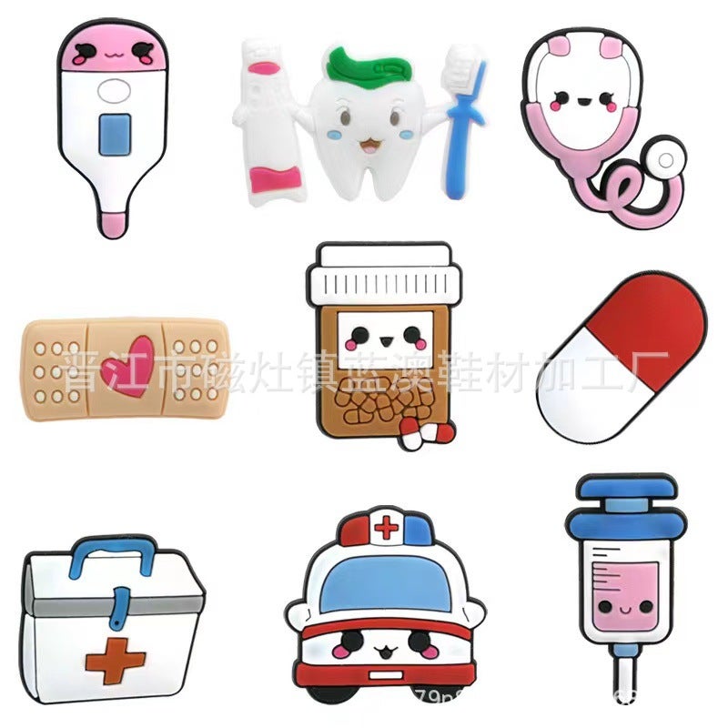 Popular Medical Care Series Spot Clogs Diy Shoe Buckles Shoe Flowers Pvc Soft Rubber Accessories Decorative Buckles - Image 4