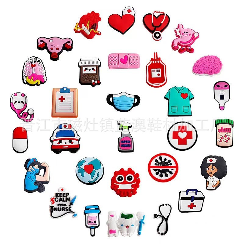 Popular Medical Care Series Spot Clogs Diy Shoe Buckles Shoe Flowers Pvc Soft Rubber Accessories Decorative Buckles - Image 5