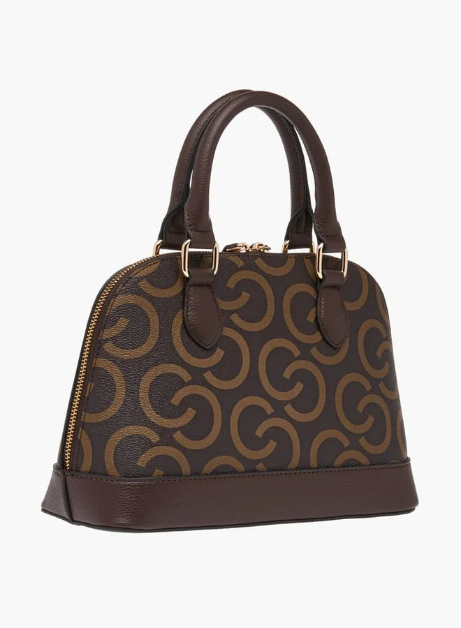Celeste Womens Monogram Print Tote Bag With Detachable Strap And Zip Closure