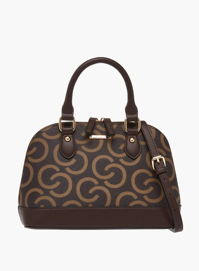 Celeste Womens Monogram Print Tote Bag With Detachable Strap And Zip Closure
