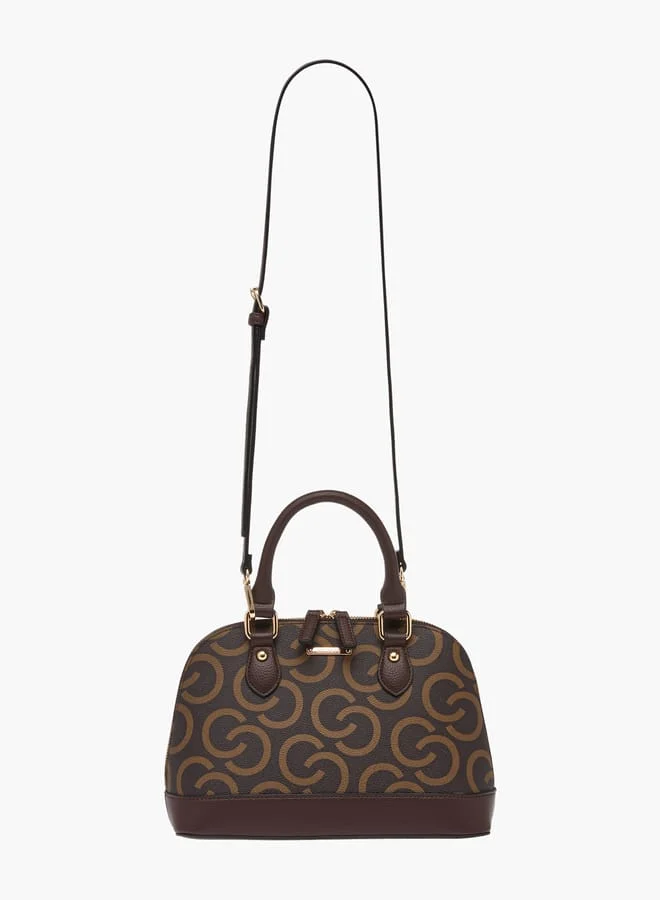 Celeste Womens Monogram Print Tote Bag With Detachable Strap And Zip Closure