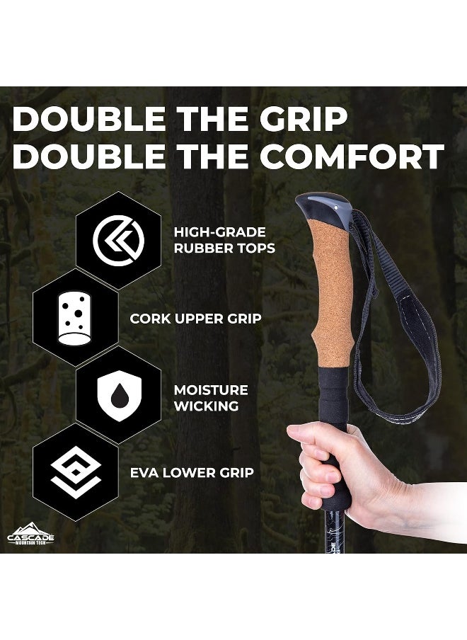 Cascade Mountain Tech Cascade Mountain Tech Trekking Poles - Aluminum Hiking Walking Sticks with Adjustable Locks Expandable to 54" (Set of 2)  - Image 2