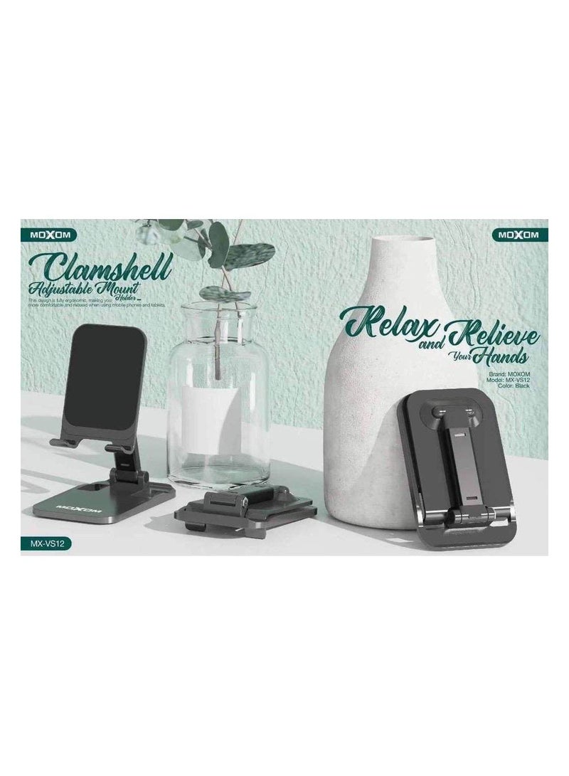 MOXOM Foldable Phone Stand for Desk - Height Adjustable Cell Phone Holder Portable Cellphone Cradle Desktop Dock Compatible with All Smartphone and Tablet iPhone 14 Pro Max 13 Pro Max Mini, 12 11 XR X 8 7 6 - Image 2