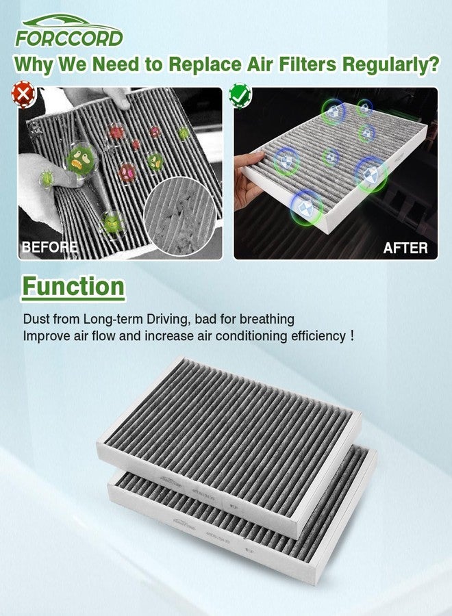 Forccord 2-Pack Cabin Air Filter Fits for 2018-25 Audi Q5, 2017-26 Q7, 2017-25 A4, 2018-19 A5 Quattro, 2017-25 A4 Quattro, 2017-26 Q7 Activated Carbon Cabin Filter Replacement Car Accessories - Image 5