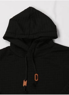 NIBEMINENT Waffle Pattern Solid Hoodie, Cool Hoodies For Men, Men's Casual Pullover Hooded Sweatshirt Streetwear For Spring Fall, As Gifts  - Image 3