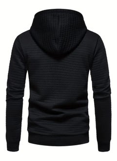 NIBEMINENT Waffle Pattern Solid Hoodie, Cool Hoodies For Men, Men's Casual Pullover Hooded Sweatshirt Streetwear For Spring Fall, As Gifts  - Image 4