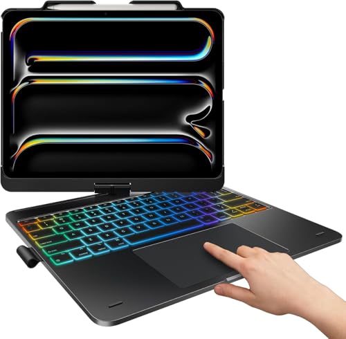 typecase Touch Case with Keyboard for iPad Pro 13M5M4 20252024 iPad Air 13M4M3M2 202620252024 iPad Pro 129 Trackpad 360 Rotatable 11Colors Backlit Space Black - Image 1