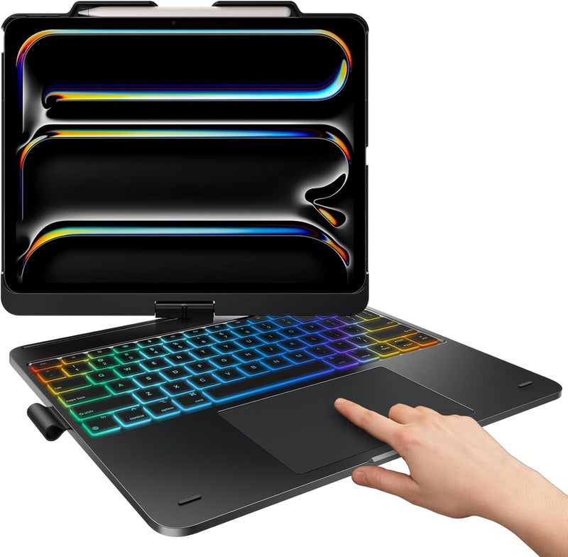 typecase Touch Case with Keyboard for iPad Pro 13M5M4 20252024 iPad Air 13M4M3M2 202620252024 iPad Pro 129 Trackpad 360 Rotatable 11Colors Backlit Space Black - Image 2