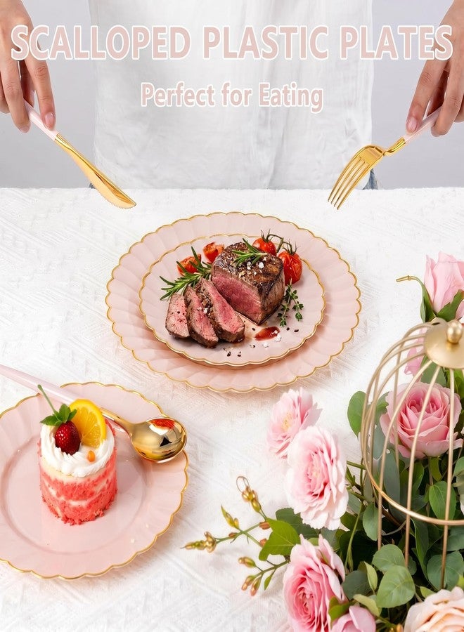 Ciaell 175 Piece Pink and Gold Plastic Plates for Weddings Parties - Image 4