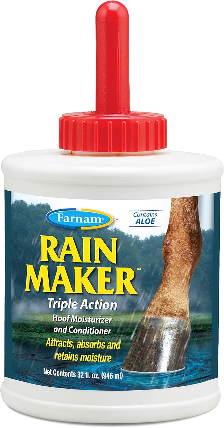 Farnam Rain Maker Triple Action Hoof Oil for Horses - Moisturizer and Conditioner with Aloe, 32 Oz - Image 1