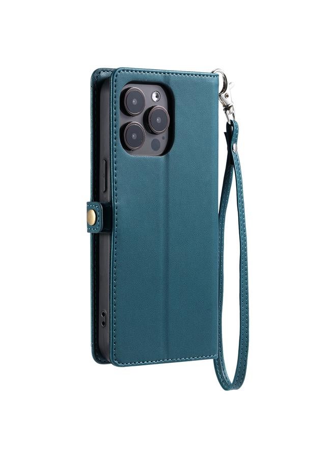 اس-توب حافظة لهاتف iPhone 16 Pro محفظة جلدية بفتحات متعددة للبطاقات مع حبل - Image 3