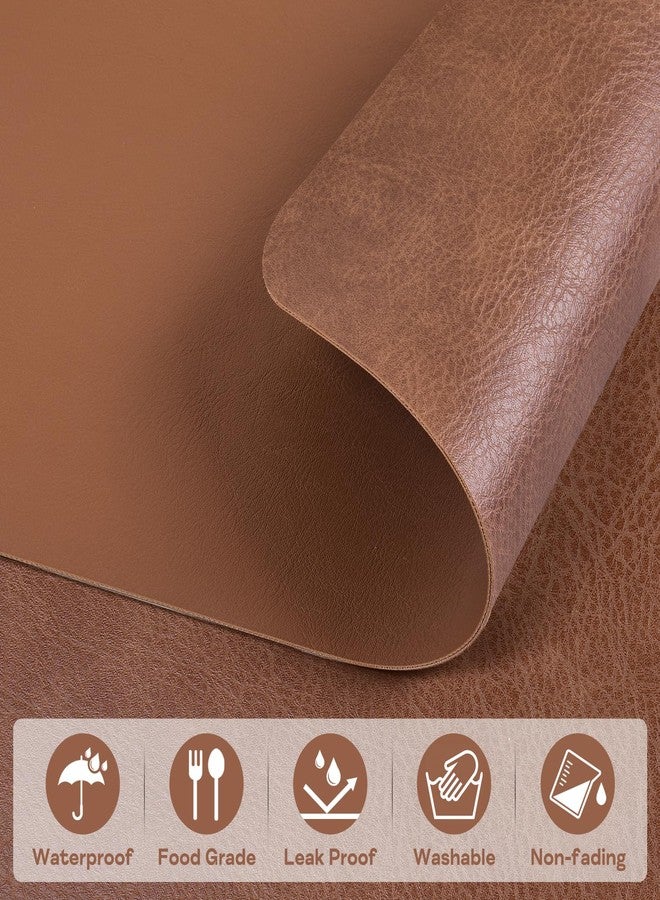 APLKER Placemats Set of 6, 12x17 Place Mats Set of 6 Waterproof Heat Resistant Dining Table Mats Set of 6 Washable Placemats for Kitchen Dining Table Restaurant Hotel - Brown - Image 3