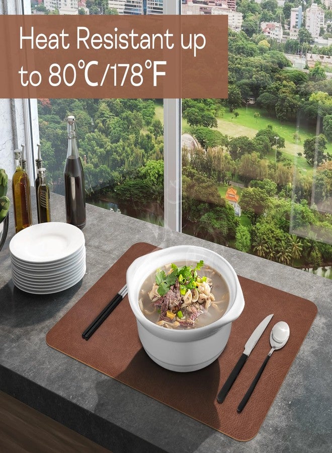 APLKER Placemats Set of 6, 12x17 Place Mats Set of 6 Waterproof Heat Resistant Dining Table Mats Set of 6 Washable Placemats for Kitchen Dining Table Restaurant Hotel - Brown - Image 5