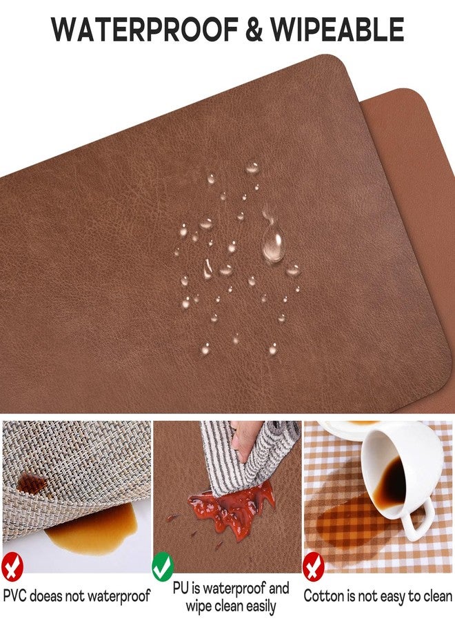 APLKER Placemats Set of 6, 12x17 Place Mats Set of 6 Waterproof Heat Resistant Dining Table Mats Set of 6 Washable Placemats for Kitchen Dining Table Restaurant Hotel - Brown - Image 4