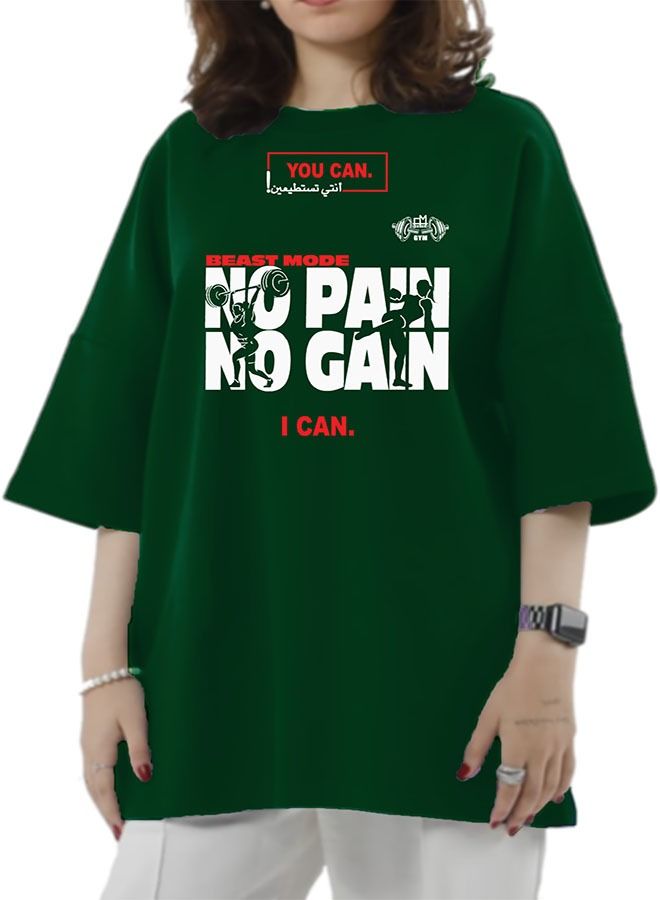 Genérico Women's Oversize T-shirt - No Pain No Gain Printed for exercise, gym and bodybuilding 002 - Image 2
