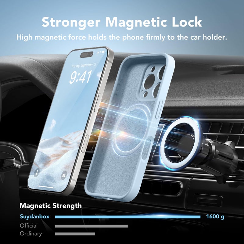 SuydanBox Magnetic for iPhone 16 Pro Max Case, Compatible with MagSafe, [Full Camera Protection][Screen Protector] Silicone Shockproof Protective Phone Case for iPhone 16 Pro Max 6.9", Light Blue - Image 3