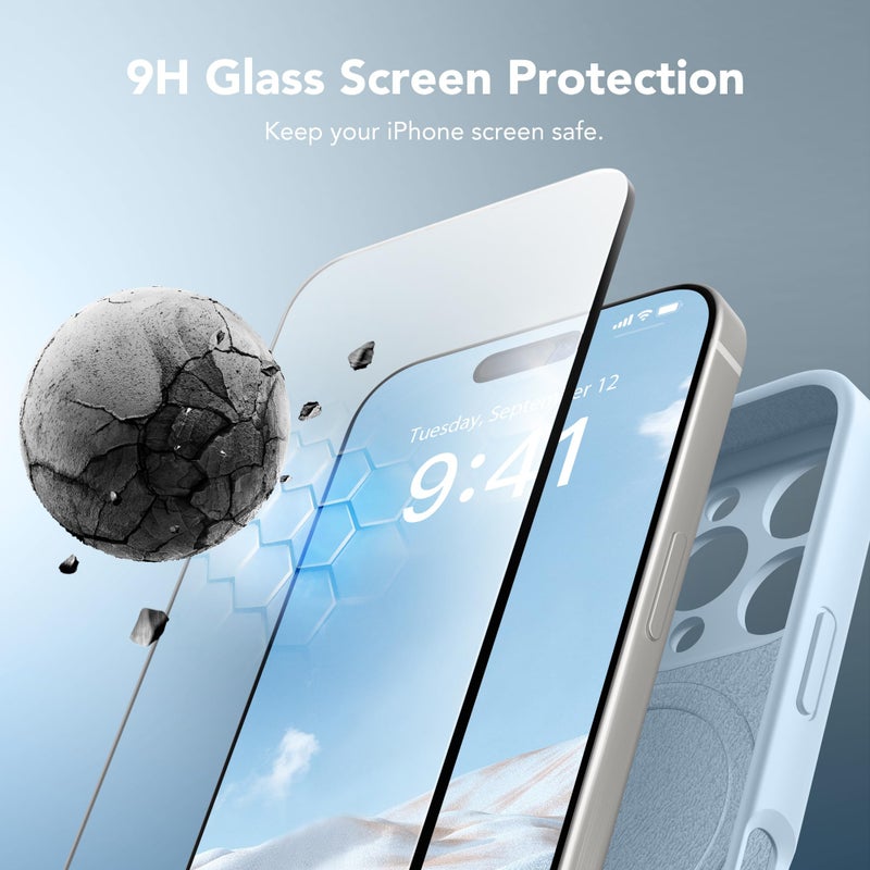 SuydanBox Magnetic for iPhone 16 Pro Max Case, Compatible with MagSafe, [Full Camera Protection][Screen Protector] Silicone Shockproof Protective Phone Case for iPhone 16 Pro Max 6.9", Light Blue - Image 5