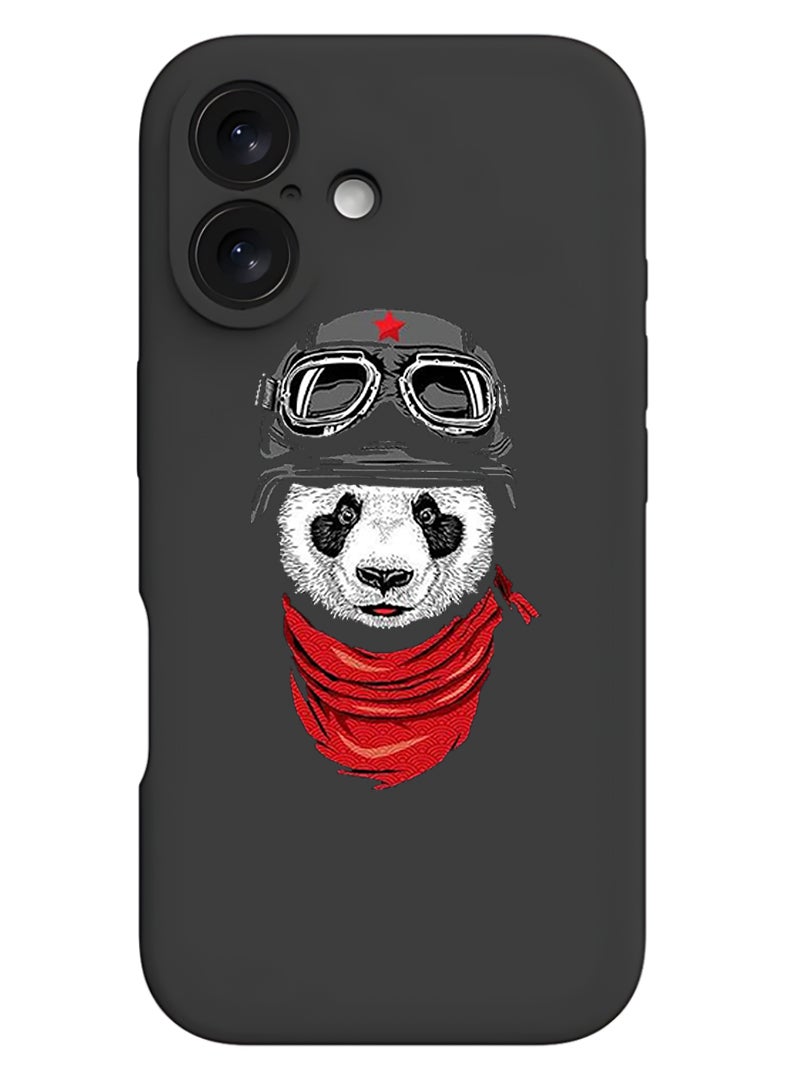 Theodor Protective Slim Fit Case Liquid Silicone Cover with Full Body Protection Anti-Scratch Shockproof Case For Apple iPhone 17 (Black) Panda - Image 1
