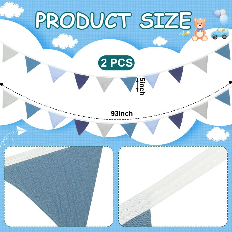 Oudain رايات علمية على شكل مثلث بطول 15.5 قدم 2 قطعة زينة حضانة لعيد ميلاد الطفل زينة حفلات الزفاف البوهيمية لكل حدث  كل واحدة بطول 7.75 قدم (ألوان زاهية) - Image 2