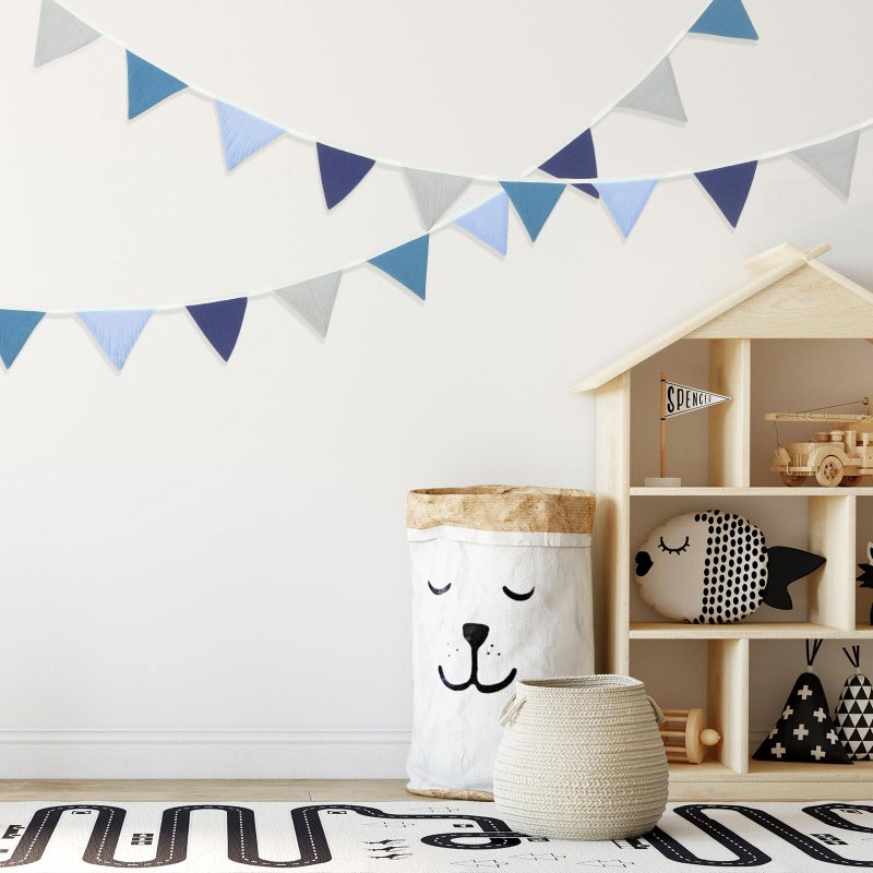 Oudain رايات علمية على شكل مثلث بطول 15.5 قدم 2 قطعة زينة حضانة لعيد ميلاد الطفل زينة حفلات الزفاف البوهيمية لكل حدث  كل واحدة بطول 7.75 قدم (ألوان زاهية) - Image 5