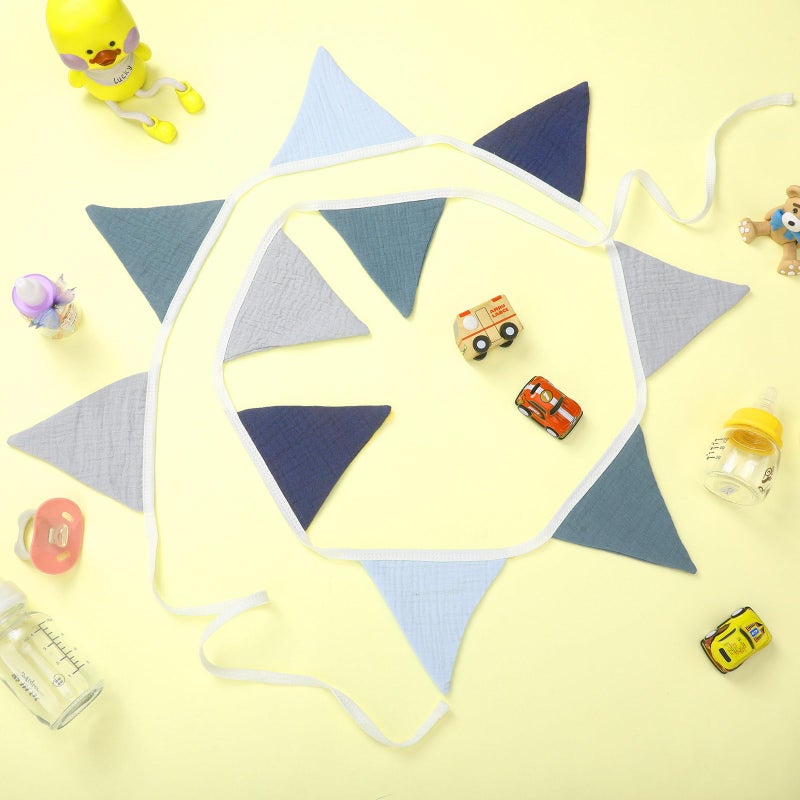 Oudain رايات علمية على شكل مثلث بطول 15.5 قدم 2 قطعة زينة حضانة لعيد ميلاد الطفل زينة حفلات الزفاف البوهيمية لكل حدث  كل واحدة بطول 7.75 قدم (ألوان زاهية) - Image 3