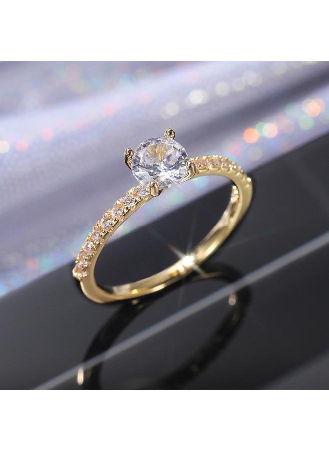 Generic Cao Shi Explosions European And American Simple Zircon Engagement Wedding Ring Copper Plated Platinum Imitation Diamond Ring 