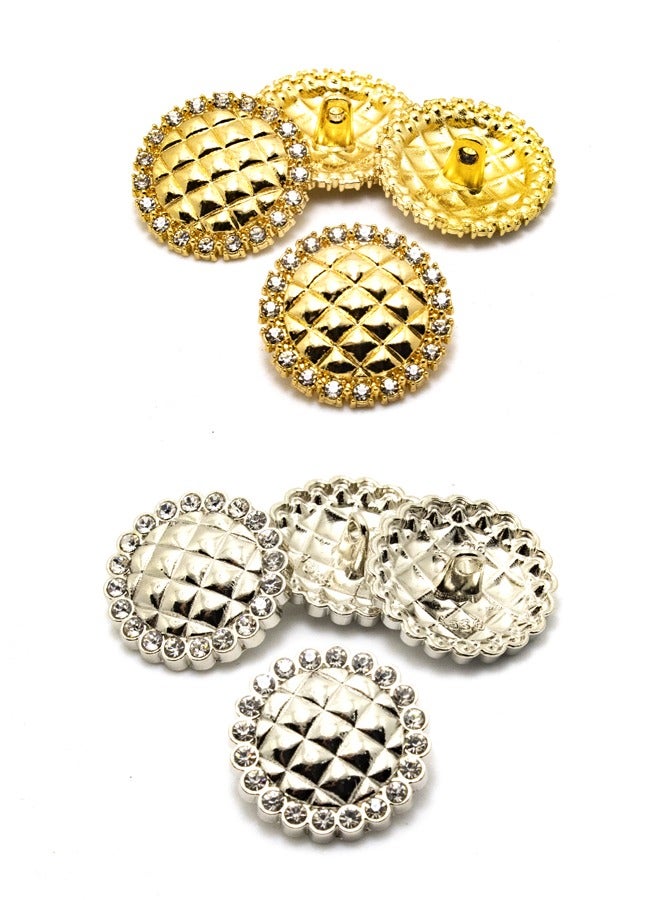 18PCS and 2 Sizes Clothes Buttons - Fashion Round Shaped Design with Stone Metal Button Set for Women Dresses Uniform (Gold)  - Image 3