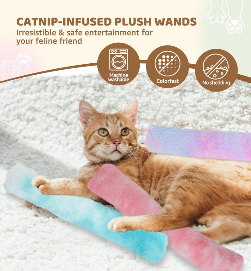 IPTPAS 3 Pack Cat Kicker Toy Pillows, Interactive Plush Toys with Catnip Inside, Soft Durable Kick Sticks Teething Chew Toy, Cat Body Pillows for Indoor Cats & Kittens, Promote Exercise, Play & Cuddle - Image 2