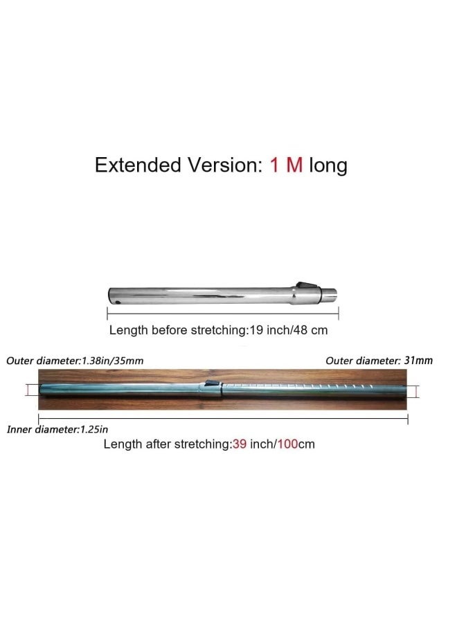 Eagles 1-1 4  Extension Wands Vacuum Cleaner Accessories 32mm Vacuum Hose Chrome Wand Pipe Extent to 39 inch  Hose - Extended Version  - Image 2