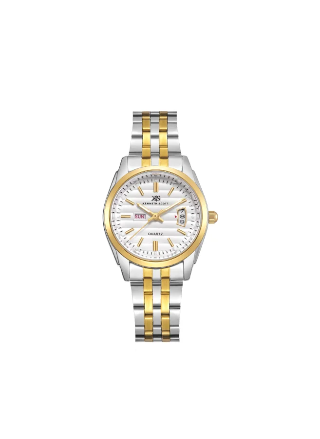KENNETH SCOTT Women's Analog Display Watch With Gold Steel Strap - K23554-TBTW