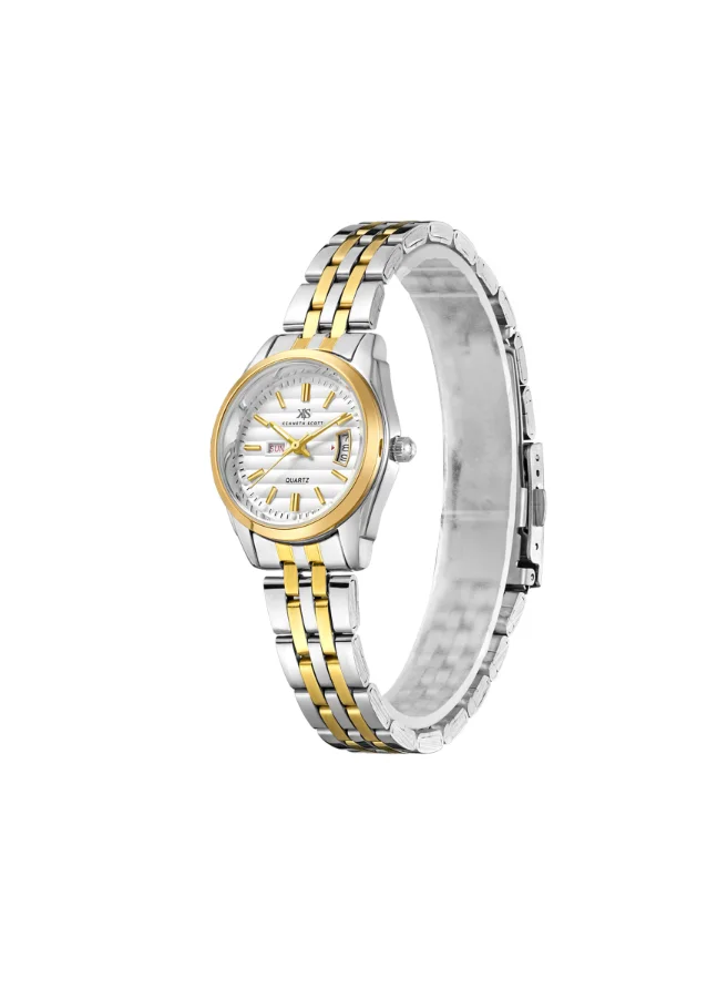 KENNETH SCOTT Women's Analog Display Watch With Gold Steel Strap - K23554-TBTW