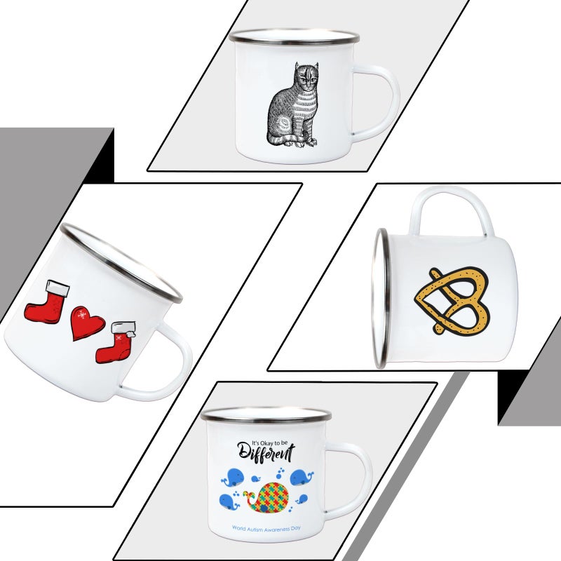 MAIKESUB 12Pcs Sublimation Blank White Enamel Mug 12 OZ with Silver Rim Camping Travel Coffee Metal Mug Can be used as a gift for Christmas Thanksgiving Mother's Day Father's Day - Image 4