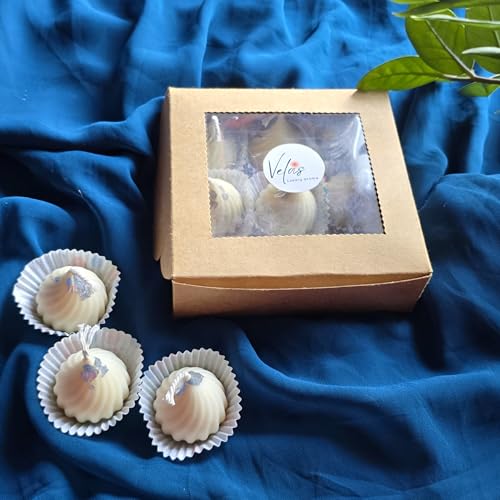 Velas Hand Crafted Soy Wax Scented Aesthetic Candles | Perfect for Home Decor Lighting | Gifting | Celebration | Festivals (OffWhite, Medium) - Image 3