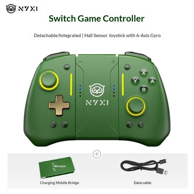 Nyxi Hyperion Pro Switch Controller for Nintendo Joy-Con NS2, Wireless Bluetooth, Oled Screen, Metal Joystick, Green - Image 1