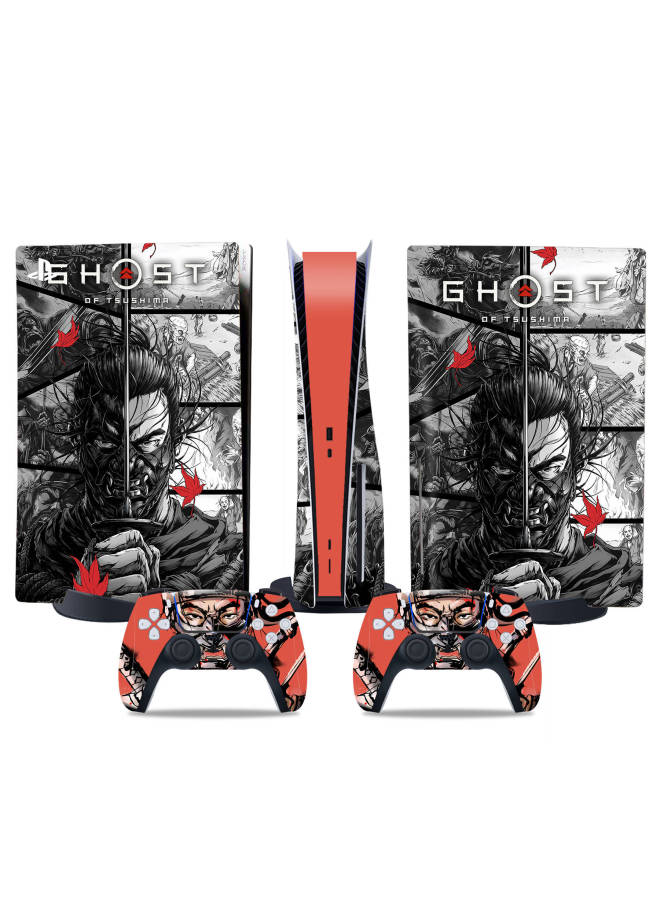 PS5 CD-ROM Game Machine Full Body Sticker Ghost Of Tsushima Handle Film-Color:TN-DiskPS5-4630 - Image 1