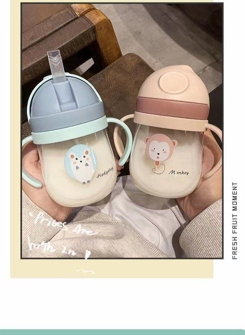 Peachjoy 250 مل زجاجة ماء محمولة للأطفال صيفية كرتونية لطيفة مع قشة بلاستيكية مضادة للسقوط، مناسبة للأولاد والبنات وطلاب المدارس الابتدائية - Image 4